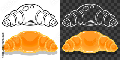 Color croissant, black and chalk linear art
