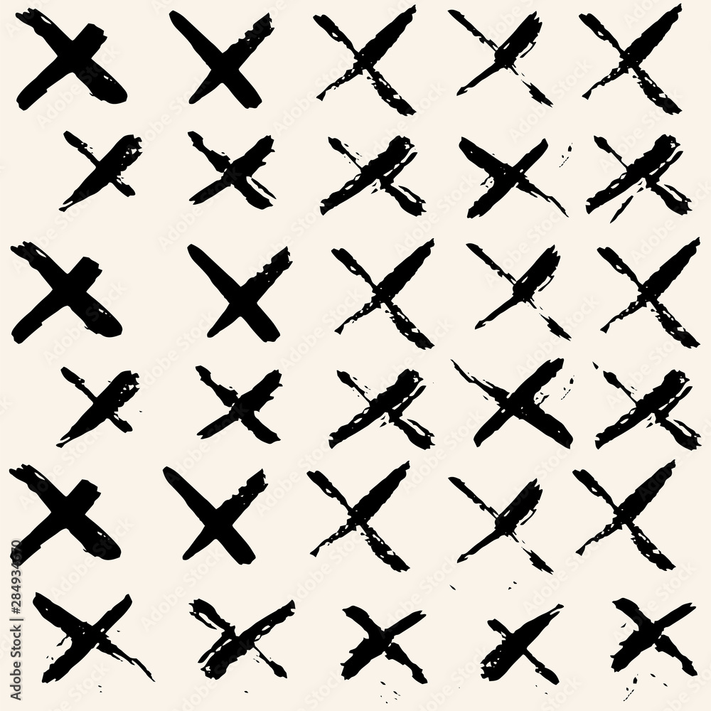 Abstract background with brush strokes. Monochrome hand drawn print. Hipster texture with crosses or pluses. Trendy graphic design. Vector seamless pattern Abstract background with brush strokes. Monochrome hand drawn print. Hipster texture with crosses or pluses. Trendy graphic design. Vector seamless pattern