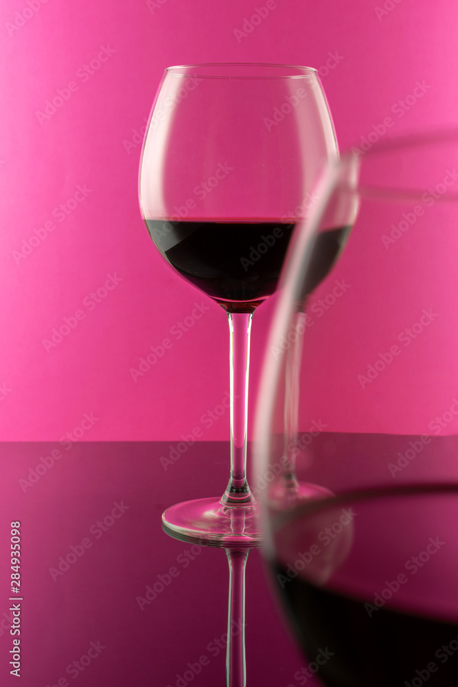 Glasses rose Wine against pink Background with copy space. Valentine's Day concept Glasses rose Wine against pink Background with copy space. Valentine's Day concept