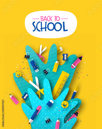 Back to school card fun kids papercut supplies