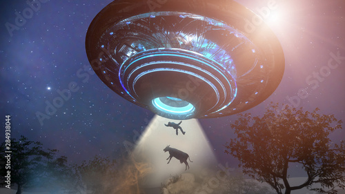 Photos Man and cow floating to inside of ufo alien ship