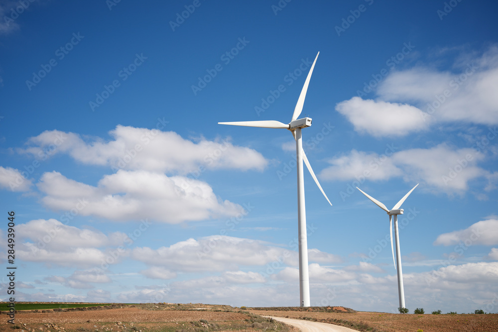Windmills for renewable electric production in Zaragoza Province, Spain. Windmills for renewable electric production in Zaragoza Province, Spain.