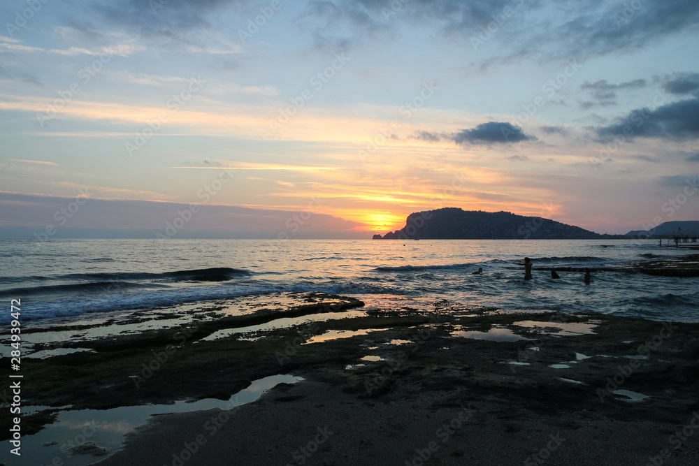 sunset over the sea, alanya