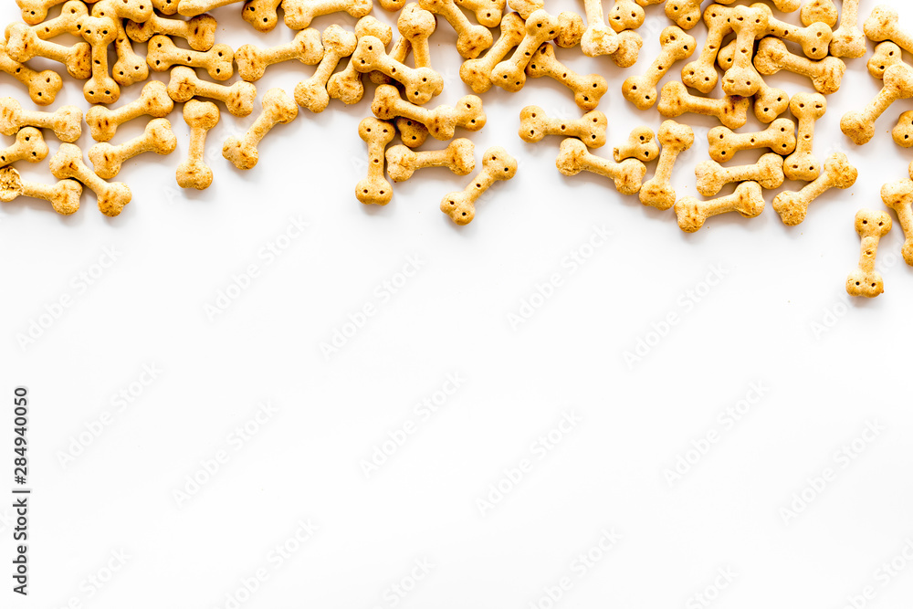 Puppy dry food on white background top view mockup Puppy dry food on white background top view mockup