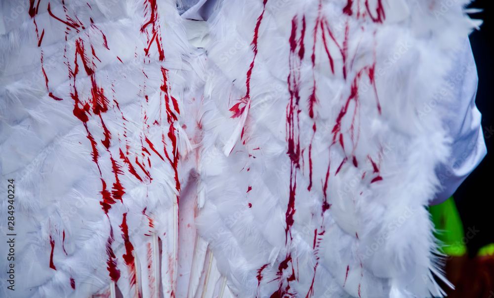 Φωτογραφία Metaphor image of cutted wings of angel in the blood as symbol of psychological