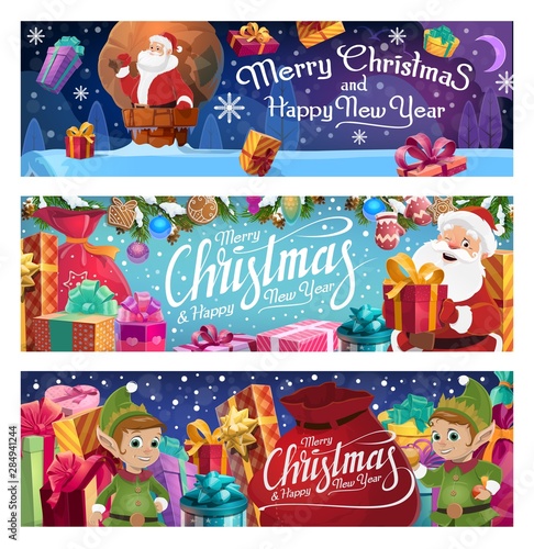 Santa Claus and elves, Christmas holiday