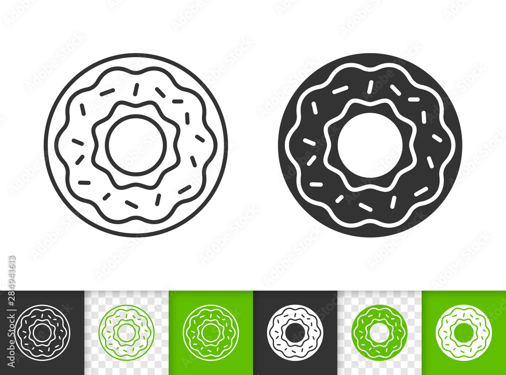 Doughnut donut cake simple black line vector icon