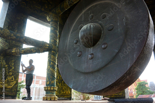  A Buddhist Giant Gong bronze gong in a buddhist temple