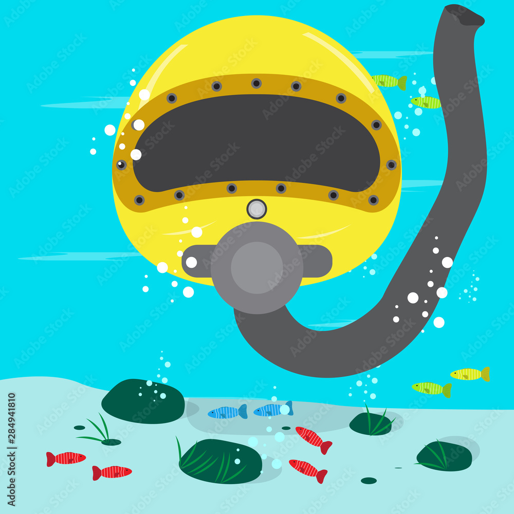 Obraz premium Diving mask over the ocean. Scuba diving concept - Vector. Scuba diving concept - Vector