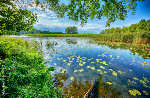 Fototapeta Naklejka Na Ścianę i Meble -  Beautiful summer day on masuria lake district in Poland