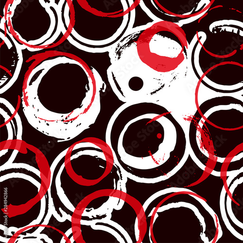 Abstract seamless pattern. Red circles vector background graphically template.