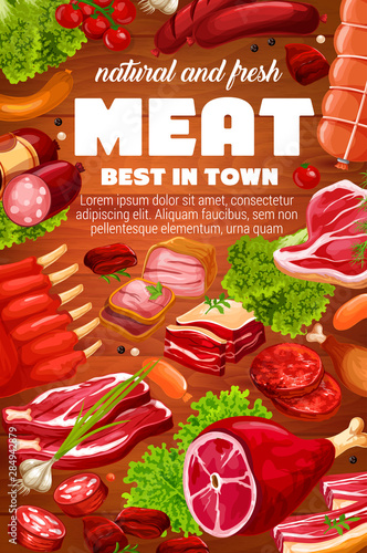 Butchery meat, beef and pork gourmet sausages