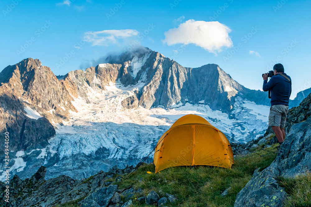 Hiking tent in the italian alps