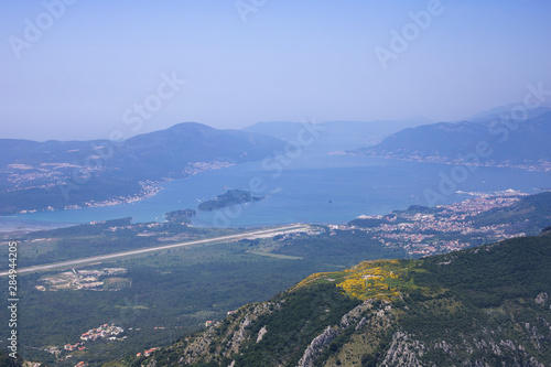 Tivat, Montenegro airport view from mountains © aerogondo