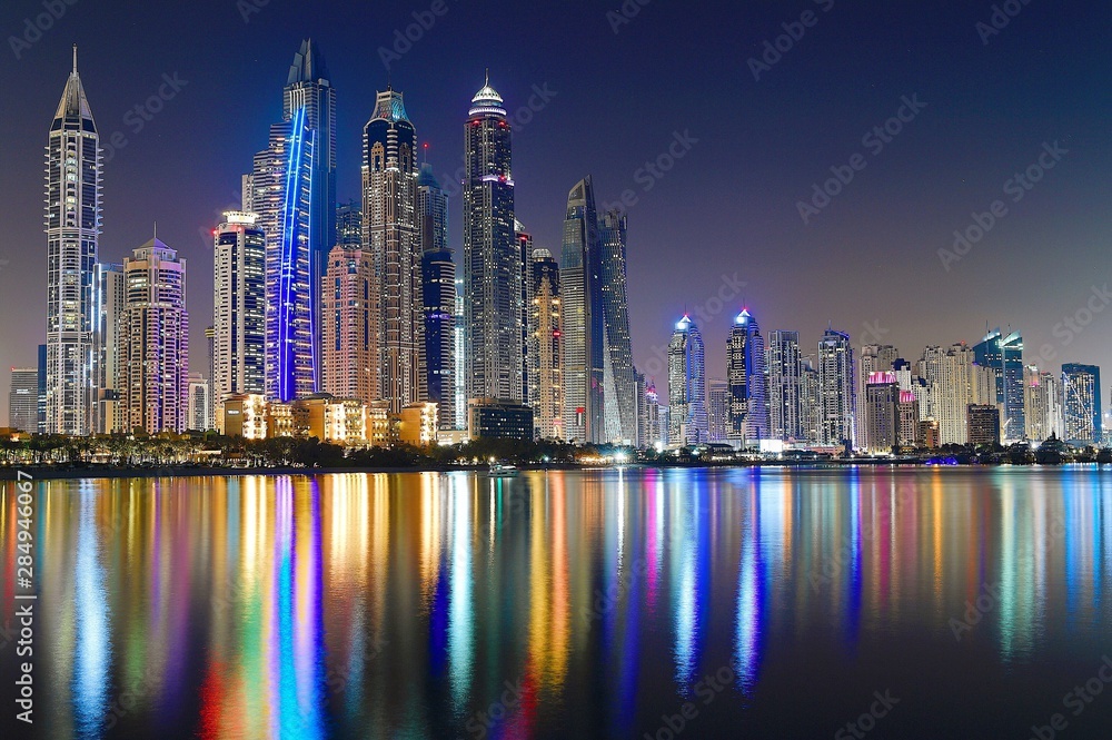 Fototapeta premium Dubai City , Dubai Marina skyline at night