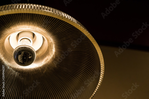 Dramatic close-up shot of the inside of a light fixture
