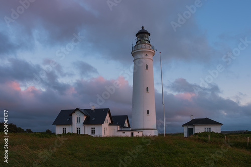 Historical Hirtshals lighthouse on the coast of Skagerrak  Denmark Danmark .