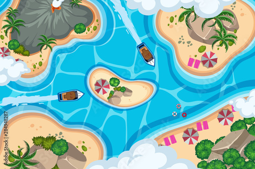 Set of aerial view scenes