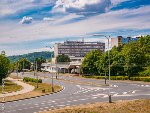 Empty junction - empty street at daytime in the city due to coronavirus quarantine