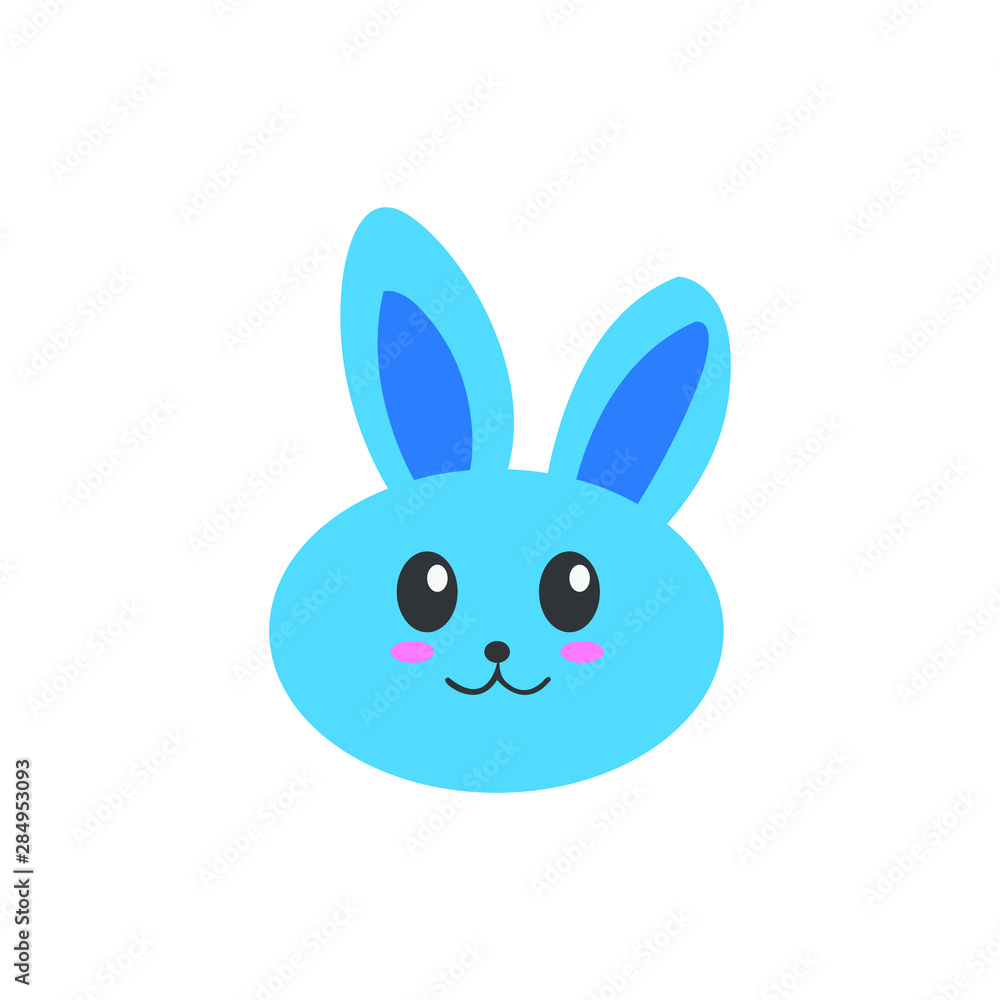 Fototapeta premium Cute bunny vector graphic icon. rabbit animal head, face illustration. Isolated on white background.