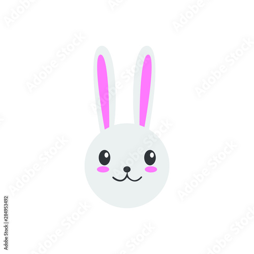 Cute bunny vector graphic icon. rabbit animal head, face illustration. Isolated on white background.