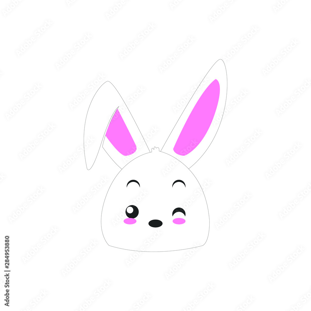 Cute bunny vector graphic icon. rabbit animal head, face illustration. Isolated on white background. Cute bunny vector graphic icon. rabbit animal head, face illustration. Isolated on white background.