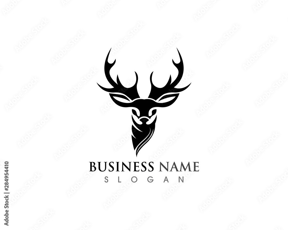 Deer head icon silhouette logo design minimalist template Deer head icon silhouette logo design minimalist template