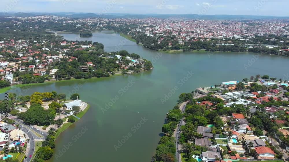 Laguna Pampulha, Belo Horizonte, Minas Gerais, Brazil (aerial view, drone footage) Laguna Pampulha, Belo Horizonte, Minas Gerais, Brazil (aerial view, drone footage)