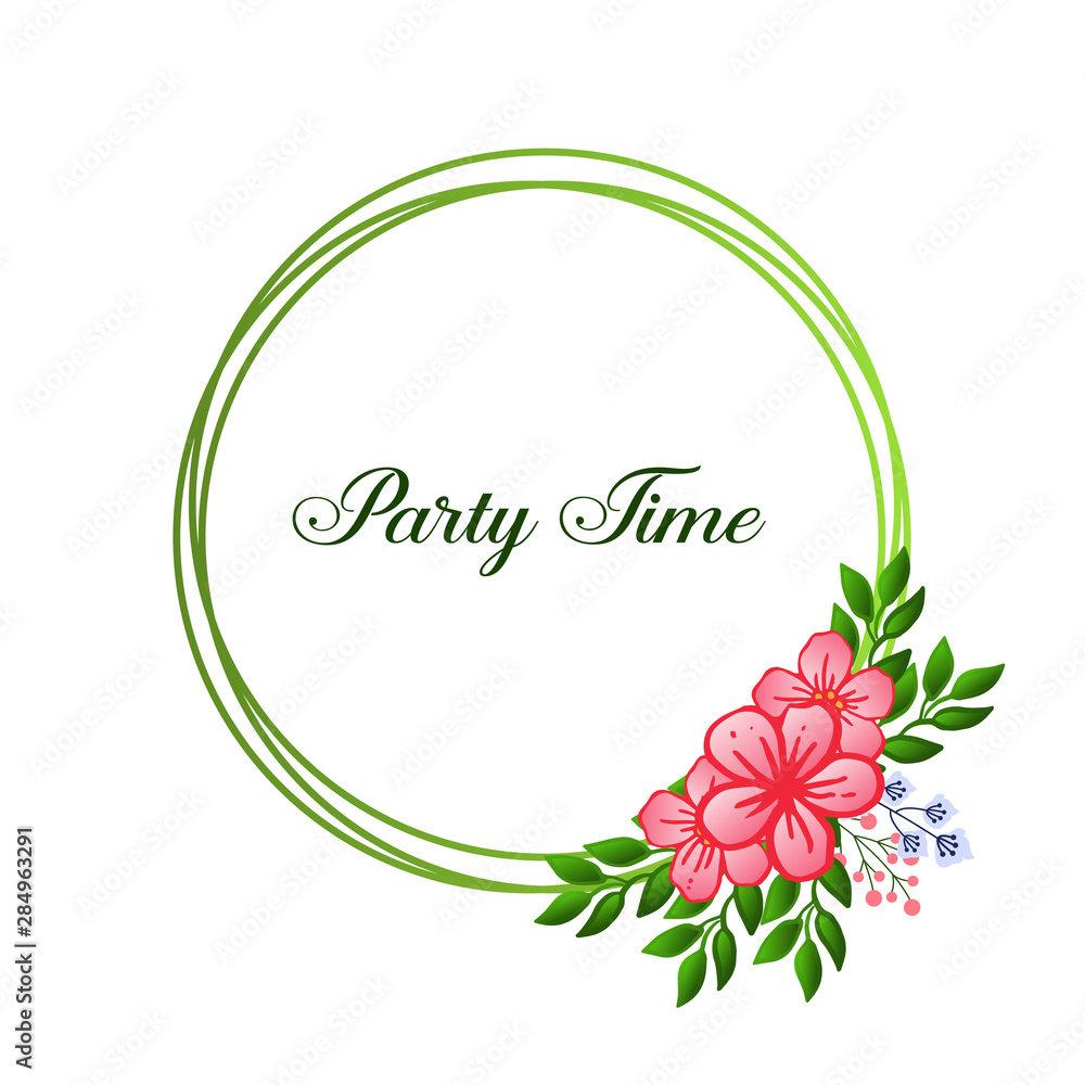 Sketch style of leaf flower frame, for party time concept poster. Vector
