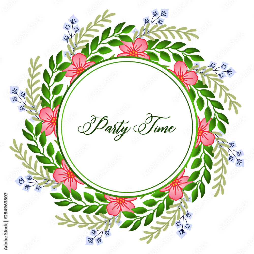 Drawing of unique wreath frame, for template of party time card. Vector Drawing of unique wreath frame, for template of party time card. Vector