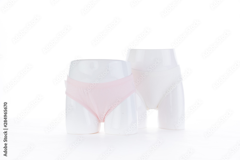 Exquisite pink underwear is displayed on the counter of the store. Choose pure cotton underwear for health. Exquisite pink underwear is displayed on the counter of the store. Choose pure cotton underwear for health.
