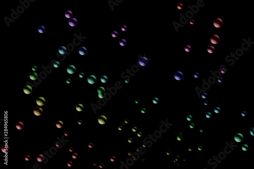 Illustration of image of water drops, carbonic acid, bubbles, etc. rainbow color. 水滴、炭酸、泡をイメージしたイラスト。レインボーカラー