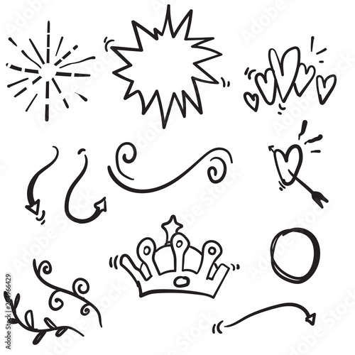doodle various object collection handdrawn style photo