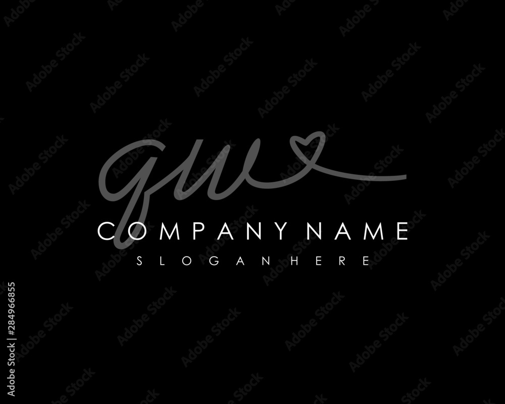 QW Initial handwriting logo vector