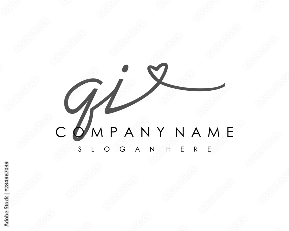 QI Initial handwriting logo vector QI Initial handwriting logo vector