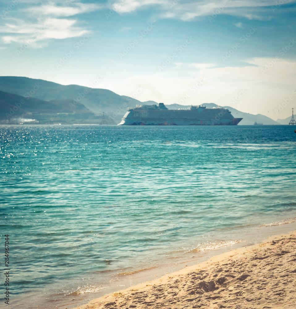 Scenic beautiful view of Nha Trang beach Scenic beautiful view of Nha Trang beach