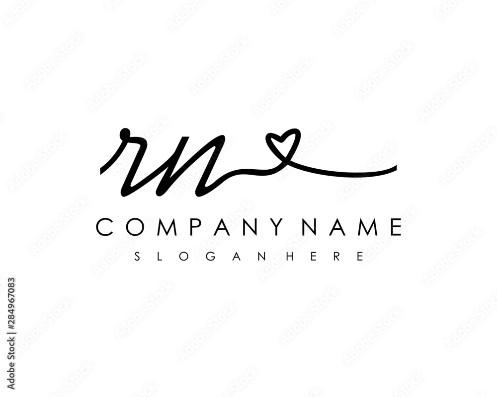 RN Initial handwriting logo vector RN Initial handwriting logo vector