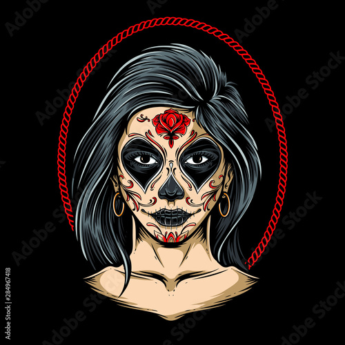 sugar skull girl vector art