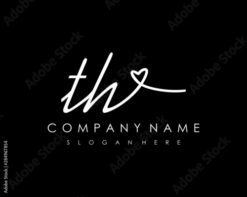 TH Initial handwriting logo vector