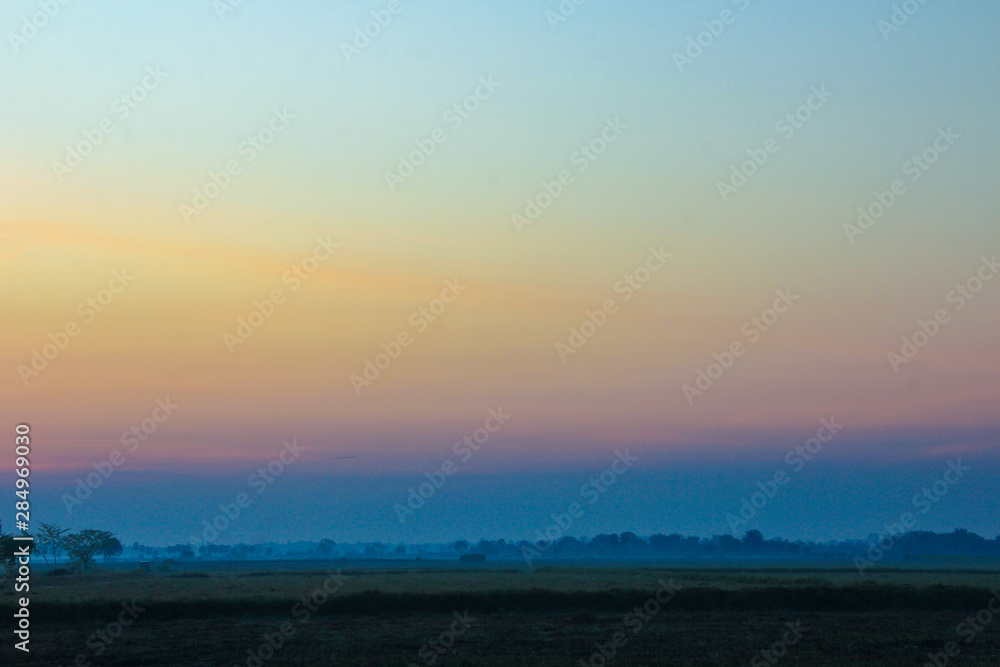 Fototapeta premium sunset over Field