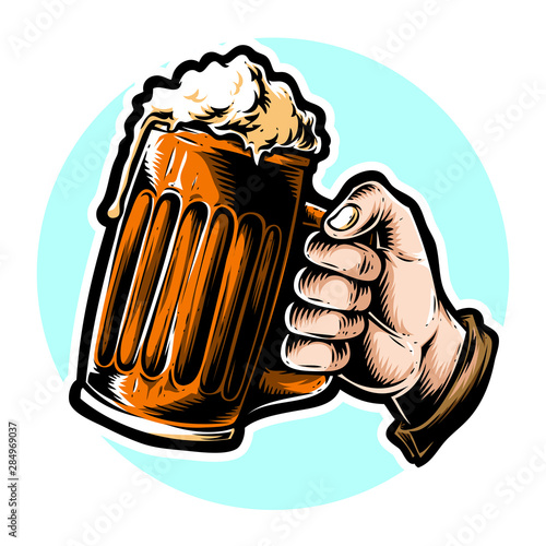 hand holding beer logo illustration