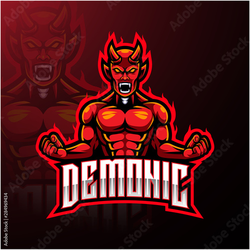 Angry Red devil mascot logo design