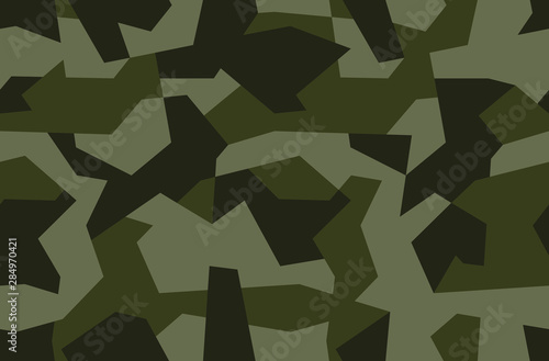 Vector geometric camouflage seamless pattern. Khaki design style for t-shirt. Military texture debris shape pattern, camo clothing while hunting illustration.