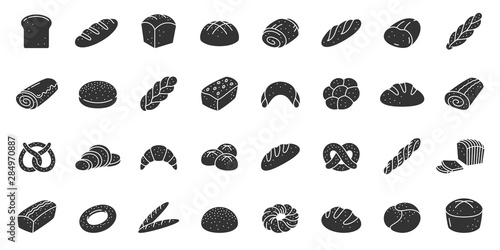 Bread bakery baking silhouette icon vector set