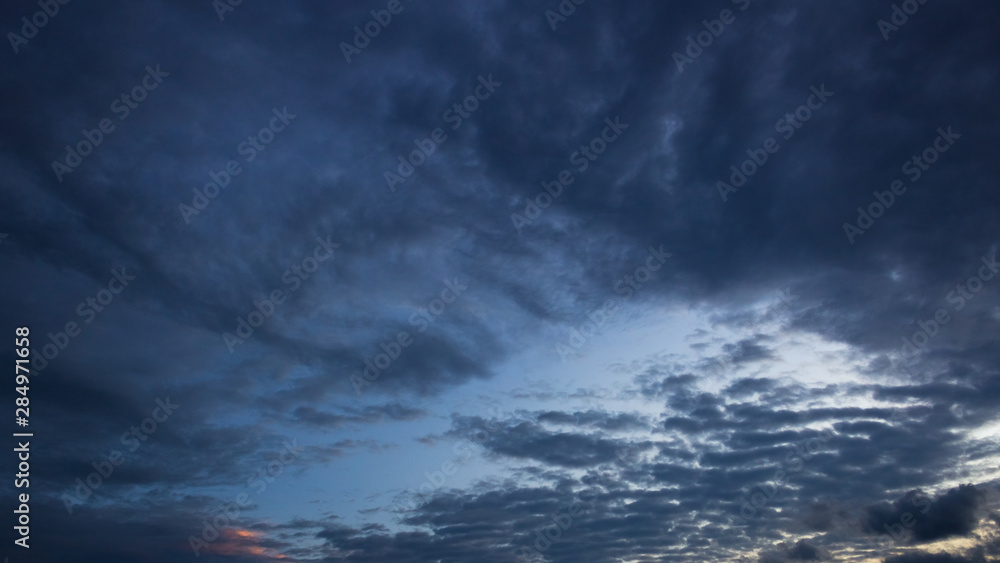 dramatic sky with clouds at sunset