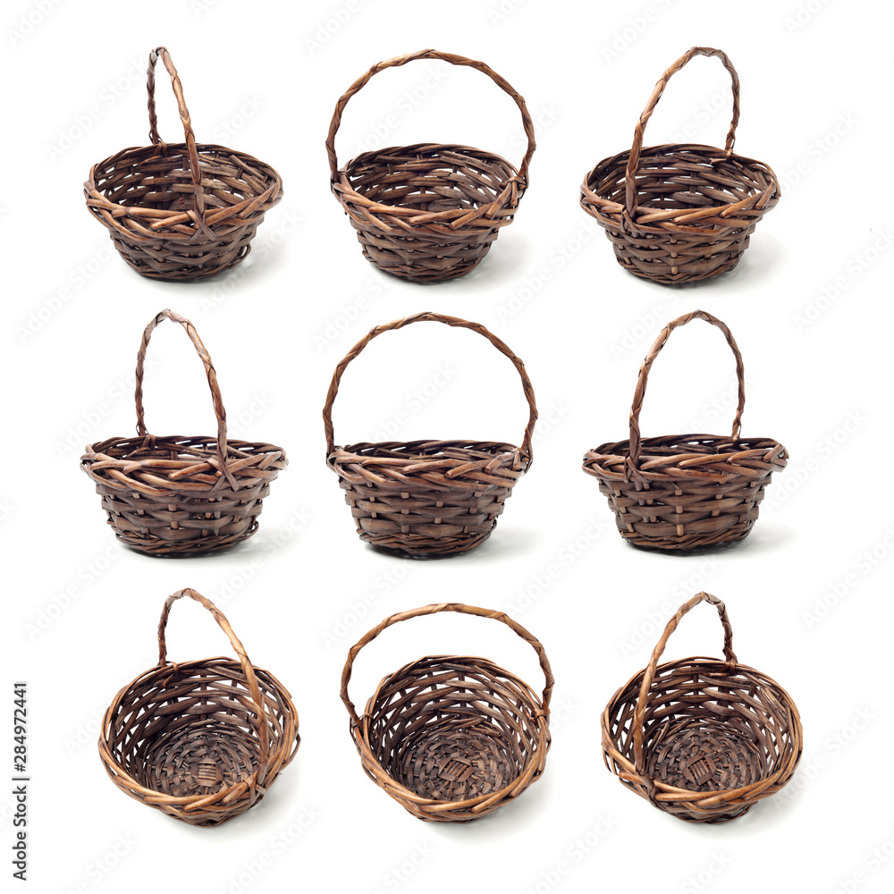 empty basket on white background empty basket on white background