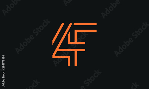 4f or f4 line art abstract monogram logo vector template