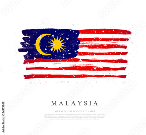 Flag of Malaysia. Brush strokes are drawn by hand. Independence Day.