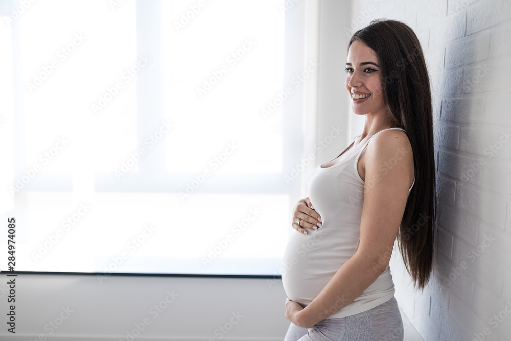 Beautiful young smiling pregnant woman. Happiness Beautiful young smiling pregnant woman. Happiness