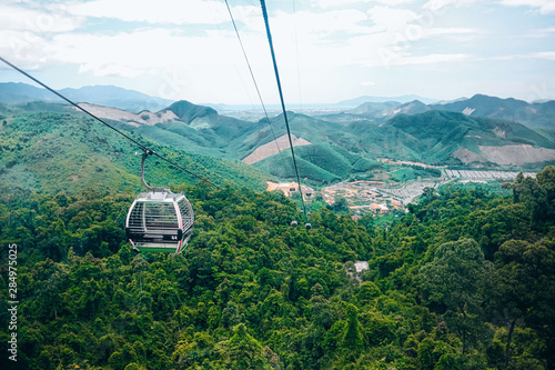 Cable car to Ba Na Hills Mountain Resort. The longest non-stop single track cable car is 5,801meter, Da Nang, Vietnam.